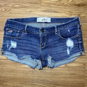 Vtg Hollister Y2k Low Rise Cutoff Mini Denim Jean Shorts Distressed Sz 7/28